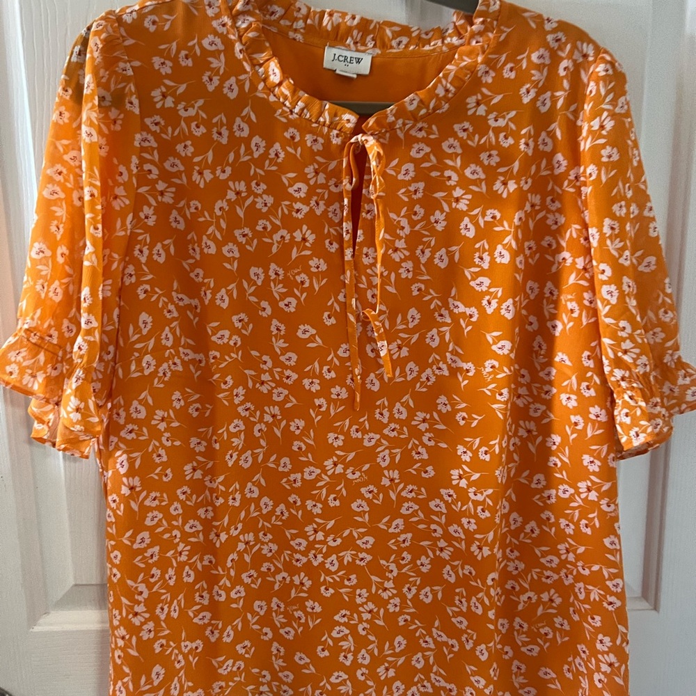J. Crew Orange Floral Print Blouse